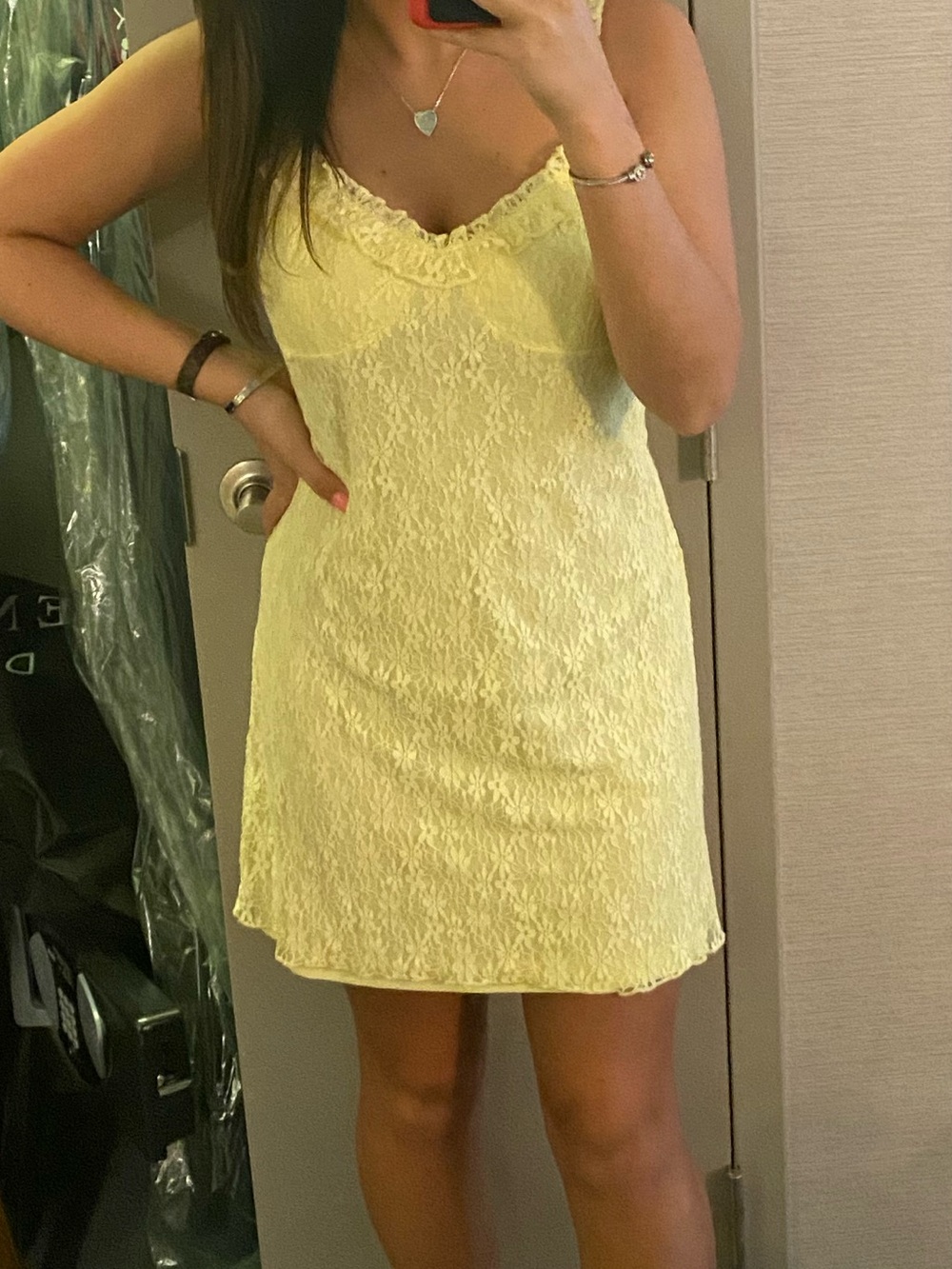 Emory Park Yellow Lace Slip Dress